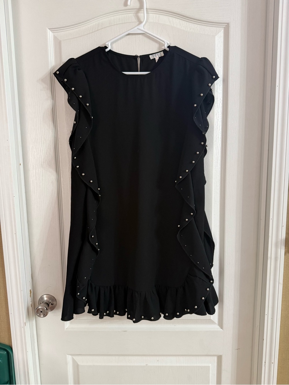 TCEC Women’s Black Studded Shift Boho Dress Sz L. MY-46